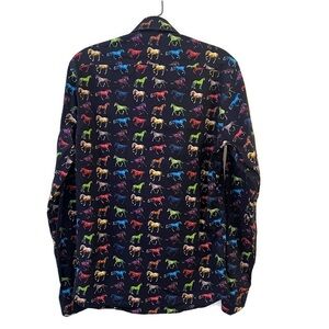RARE Jared Lang After Hours Long Sleeve Neon Horse Print Button-Up Shirt Size S